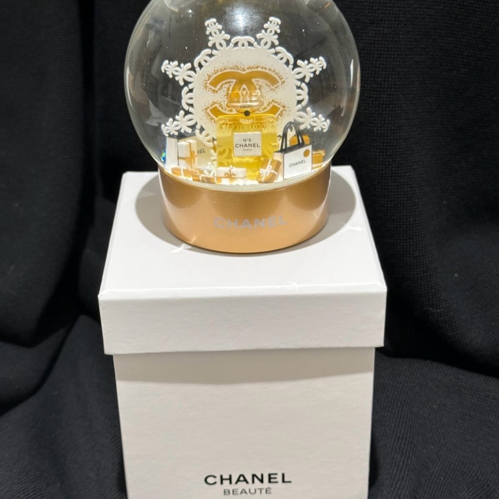 CHANEL Snow Globe with Gold and White Accents